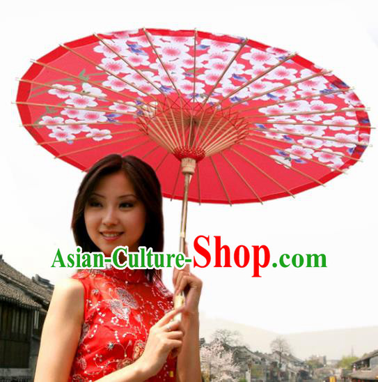 Japanese Handmade Printing Cherry Blossom Red Oil Paper Umbrella Traditional Dance Umbrellas