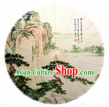Chinese Handmade Ink Painting Landscape Oil Paper Umbrella Traditional Decoration Umbrellas