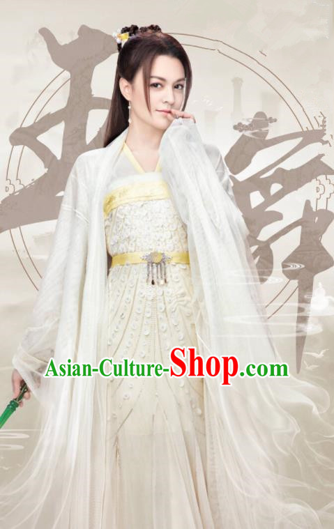 Ancient Chinese Female Swordsman Hanfu Dress Drama Taoist Nun Wang Wu Costumes for Women