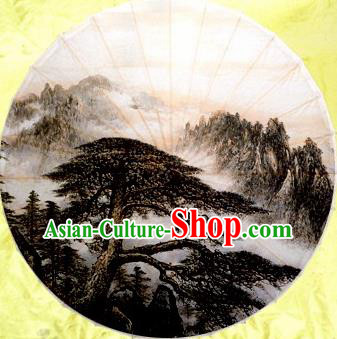 Chinese Handmade Ink Painting Pine Oil Paper Umbrella Traditional Decoration Umbrellas