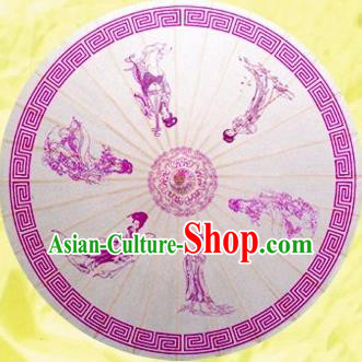 Chinese Handmade Printing Ancient Beauty Oil Paper Umbrella Traditional Decoration Umbrellas