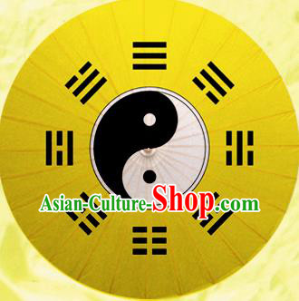 Chinese Handmade Printing Tai Chi Eight Diagrams Yellow Oil Paper Umbrella Traditional Decoration Umbrellas