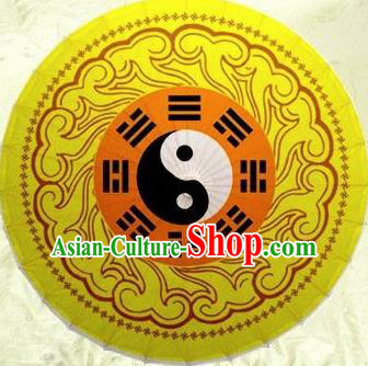 Chinese Handmade Printing Cloud Tai Chi Eight Diagrams Yellow Oil Paper Umbrella Traditional Decoration Umbrellas