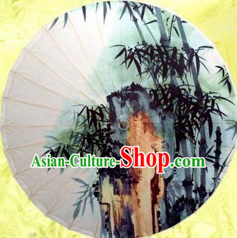 Chinese Handmade Printing Bamboo Stone Oil Paper Umbrella Traditional Decoration Umbrellas