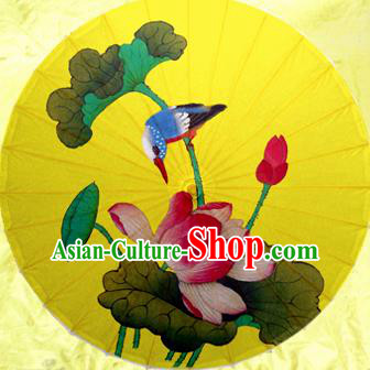 Chinese Handmade Printing Trochilus Lotus Yellow Oil Paper Umbrella Traditional Decoration Umbrellas