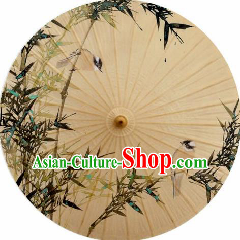 Chinese Classical Dance Ink Painting Bamboo Birds Handmade Paper Umbrella Traditional Decoration Umbrellas