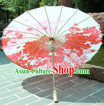 Handmade Chinese Classical Dance Printing Red Flowers Butterfly Paper Umbrella Traditional Cosplay Decoration Umbrellas
