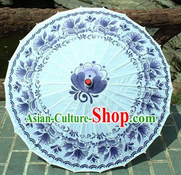 Handmade Chinese Classical Dance Printing White Paper Umbrella Traditional Cosplay Decoration Umbrellas