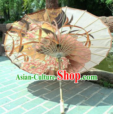 Handmade Chinese Classical Dance Printing Peony Brown Paper Umbrella Traditional Cosplay Decoration Umbrellas