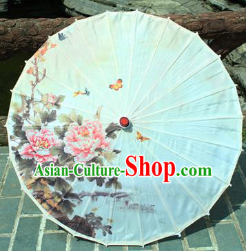 Handmade Chinese Classical Dance Printing Peony Butterfly Paper Umbrella Traditional Cosplay Decoration Umbrellas