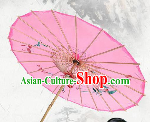 Handmade Chinese Classical Dance Printing Plum Pink Paper Umbrella Traditional Cosplay Decoration Umbrellas