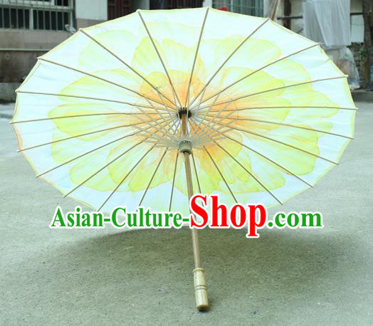 Handmade Chinese Classical Dance Printing Yellow Peony Silk Umbrella Traditional Cosplay Decoration Umbrellas
