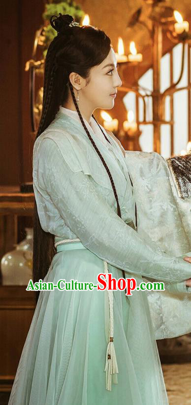 Ancient Chinese Royal Princess Green Hanfu Dress Drama Female Swordsman Costumes for Women