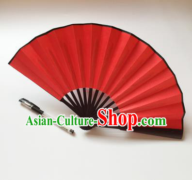 Chinese Handmade Red Silk Fans Accordion Fan Traditional Decoration Folding Fan