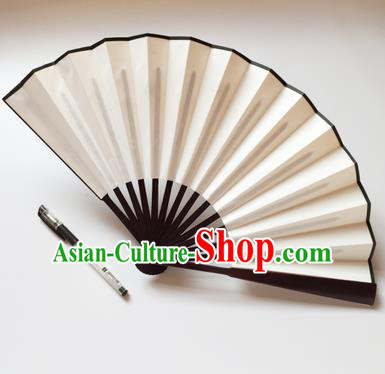 Chinese Handmade White Silk Fans Accordion Fan Traditional Decoration Folding Fan
