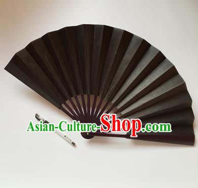Chinese Handmade Black Silk Fans Accordion Fan Traditional Decoration Folding Fan