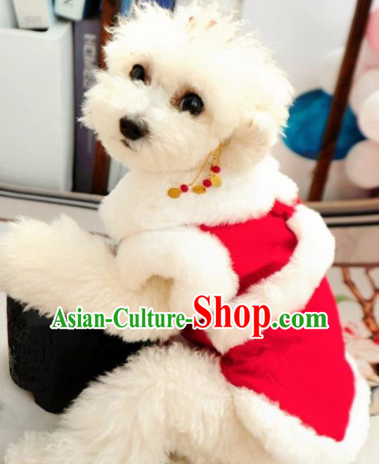 Traditional Asian Chinese Pets Clothing Winter Dog Red Costumes for New Year