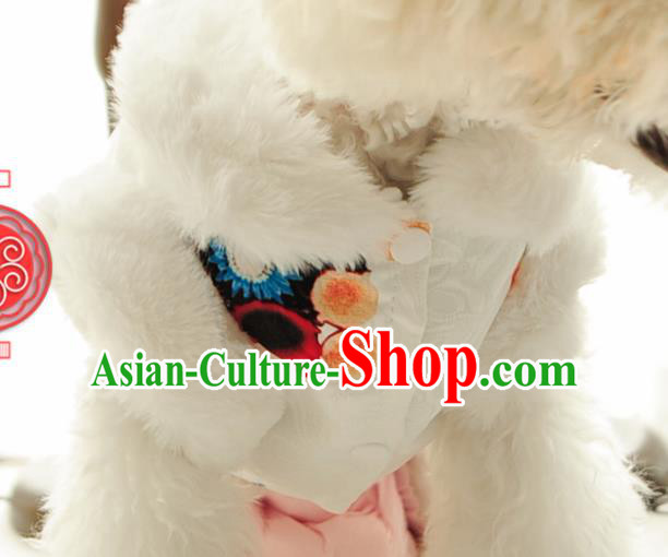 Traditional Asian Chinese Pets Clothing Dog Winter White Thermal Costumes for New Year