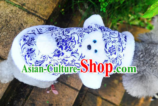 Traditional Asian Chinese Pets Clothing Dog Winter White Costumes for New Year