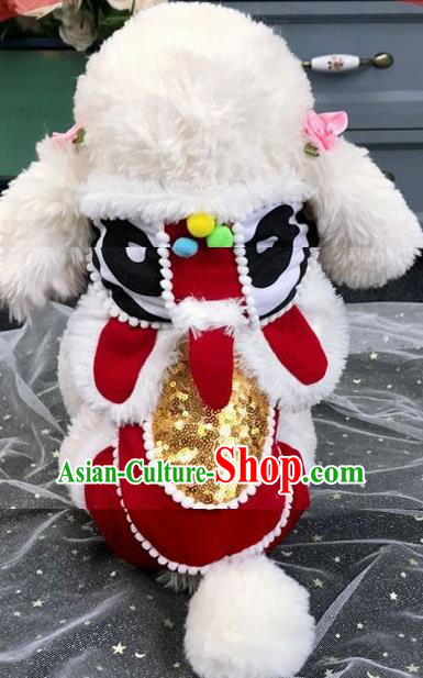 Traditional Asian Chinese Pets Clothing Dog Winter Golden Sequins Costumes for New Year