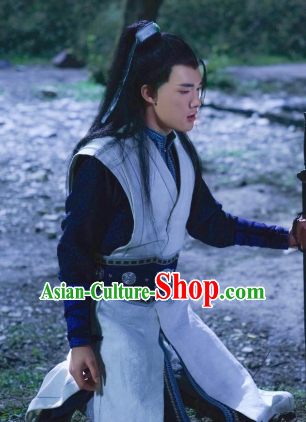 Ancient Chinese Prince Blue Clothing Drama Jia Feng Xu Huang Swordsman Xie Qingyun Costumes for Men