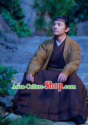 Chinese Ancient Swordsman Brown Clothing Drama Love and Destiny Jiu Chen Chang Chen Costumes for Men