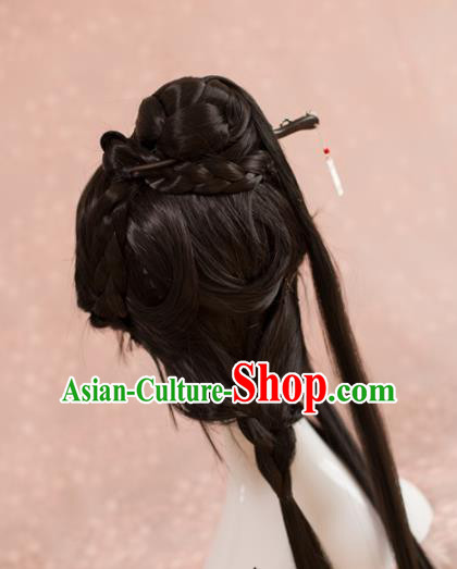Traditional Chinese Ancient Song Dynasty Wigs Cosplay Female Swordsman Chignon for Women