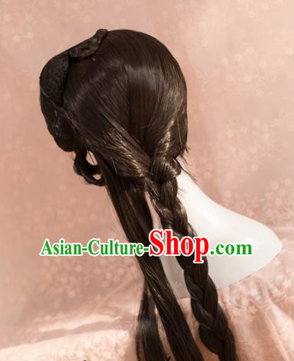 Traditional Chinese Ming Dynasty Princess Wigs Cosplay Ancient Goddess Female Swordsman Chignon for Women