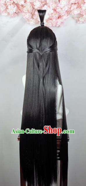 Traditional Chinese Cosplay Swordsman Wigs Sheath Ancient Taoist Chignon for Men