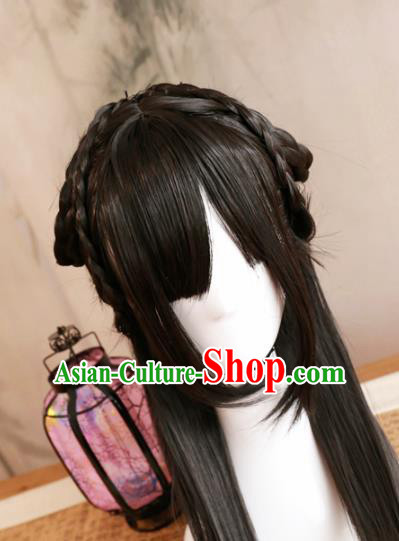 Traditional Chinese Ming Dynasty Princess Bai Zhi Wigs Cosplay Ancient Goddess Female Swordsman Chignon for Women