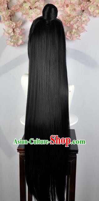 Traditional Chinese Cosplay Swordsman Wigs Sheath Ancient Taoist Prince Chignon for Men