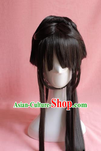 Traditional Chinese Ming Dynasty Wigs Sheath Cosplay Ancient Goddess Female Swordsman Chignon for Women