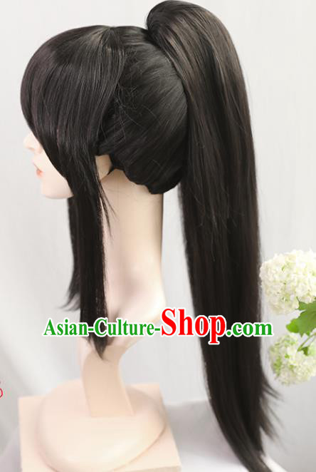 Traditional Chinese Cosplay Civilian Wigs Sheath Ancient Young Swordsman Chignon for Men