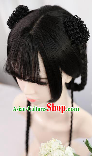 Traditional Chinese Cosplay Song Dynasty Nobility Lady Wigs Sheath Ancient Queen Chignon for Women