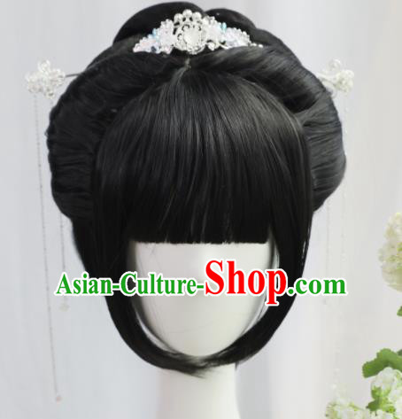 Traditional Chinese Cosplay Ming Dynasty Wigs Sheath Ancient Nobility Lady Chignon for Women