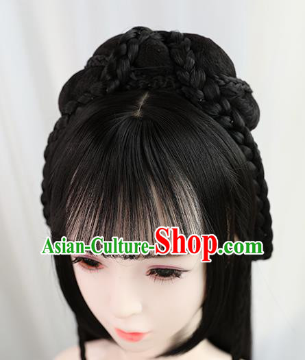 Traditional Chinese Cosplay Song Dynasty Palace Queen Wigs Sheath Ancient Flying Apsaras Chignon for Women