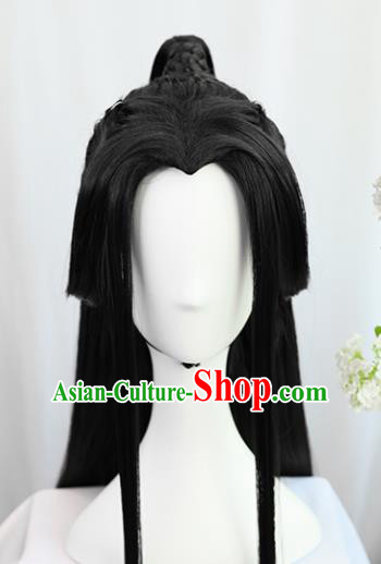 Traditional Chinese Cosplay Taoist Priest Prince Xie Lian Wigs Sheath Ancient Young Swordsman Chignon for Men
