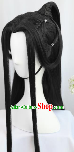 Traditional Chinese Cosplay Taoist Priest Prince Xie Lian Wigs Sheath Ancient Young Swordsman Chignon for Men