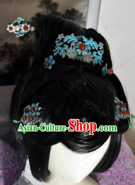 Traditional Chinese Cosplay Swordsman Wigs Sheath Ancient Queen Goddess Chignon for Women