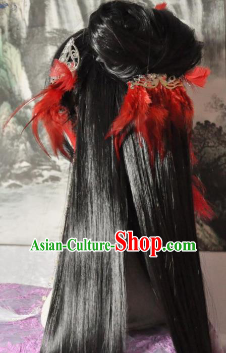 Traditional Chinese Cosplay Court Princess Aranya Wigs Sheath Ancient Goddess Chignon for Women