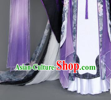 Chinese Cosplay Royal Highness Purple Embroidered Costumes Ancient Swordsman Clothing for Men