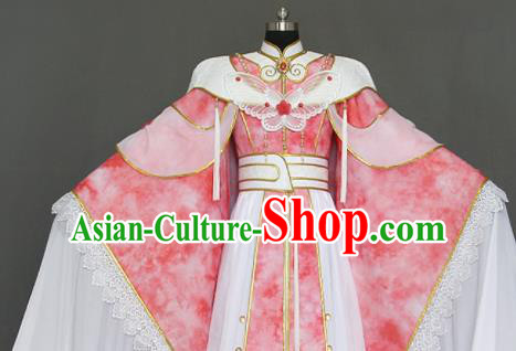 Traditional Chinese Cosplay Queen Pink Dress Ancient Drama Female Swordsman Costumes for Women