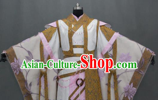 Traditional Chinese Cosplay Fairy Queen Khaki Dress Ancient Drama Female Swordsman Costumes for Women