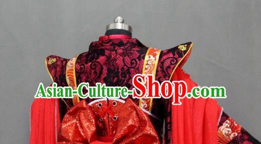Traditional Chinese Cosplay Fairy Queen Red Dress Ancient Drama Female Swordsman Costumes for Women