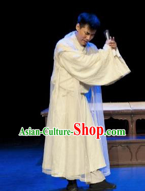 Chinese Drama I Love Taohua Ancient Scholar White Clothing Stage Performance Dance Costume for Men
