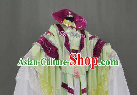 Traditional Chinese Cosplay Goddess Empress Yellow Dress Ancient Drama Female Swordsman Costumes for Women