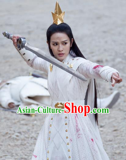 Ancient Chinese Drama Love and Destiny Female Heaven General Yuan Tong Swordsman Replica Costumes for Women