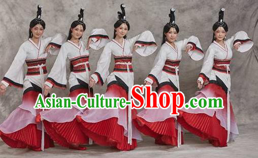 Chinese Drama Yuan Qu Ancient Court Dance Dress Stage Performance Costume and Headpiece for Women