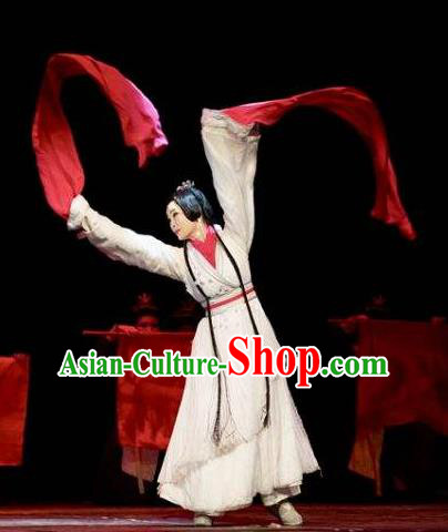 Chinese Drama Prince of Lanling Ancient Court Classical Dance White Dress Stage Performance Dance Costume and Headpiece for Women