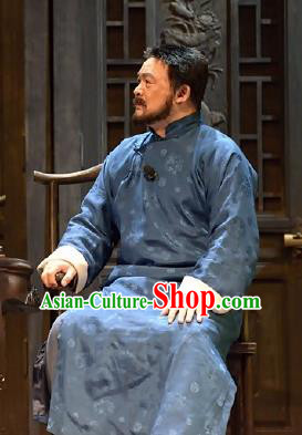 Chinese Drama Traditional Remedy Qing Dynasty Merchant Blue Clothing Stage Performance Dance Costume for Men